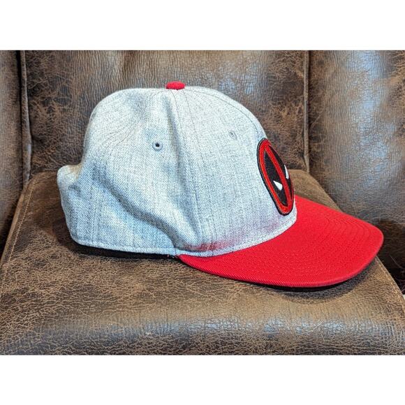 Deadpool Marvel Wool Hat Adjustable Snapback Wide Brim Cap OSFM Gray Red Men - Picture 4 of 6